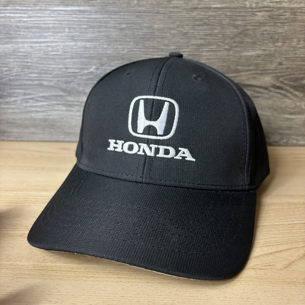 Honda Hat Cap Strap Back Black Embroidered Dealer Promo Mens Darrell Waltrip